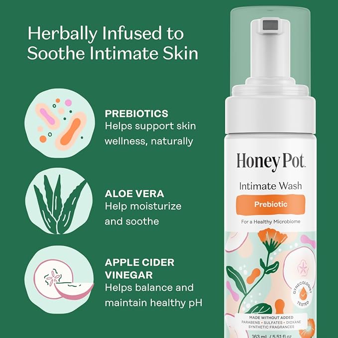 The Honey Pot Company - Prebiotic Feminine Wash &amp Regular Pads Bundle - pH Balanced Natural Hygiene Feminine Products - Herbal Infused Sanitary Pads for Women - Feminine Care