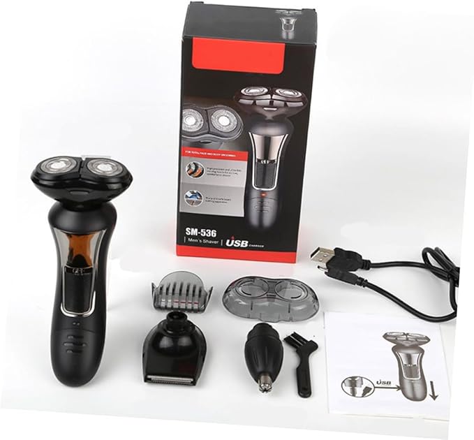 USB Rechargeable Electric Beard Clipper and Temples Hair Trimmer for Men Grooming Kit with Nose Hair Cutter Portable and Washable Design