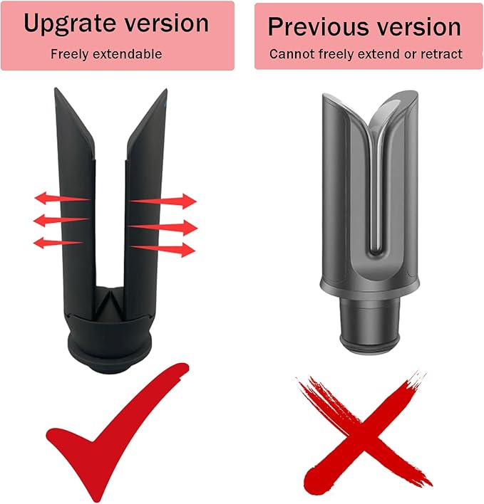 Upgraded Hair Straightener Attachment for Dyson HD01 HD03 HD08 HD15 HD16 Smooth Hair Style with Less Damage and Breakage Hair Styling Straighten Nozzle (Pink)