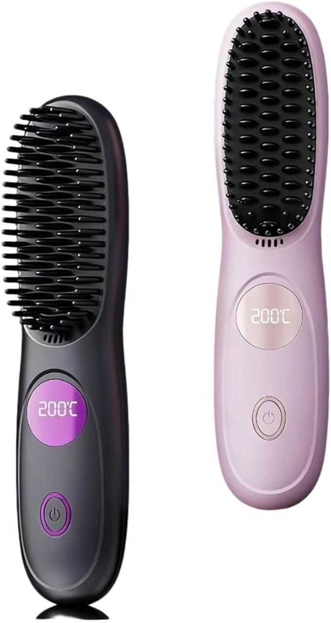 Cordless Hair Straightener Portable Straightener Brush Anti-Scald Negative Ions Hair Straightener Rechargeable for Hair Styling(2PCS)