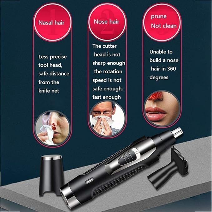 Nose and Ear Hair Trimmer 2 in 1 Ear Nose Hair Trimmer Clippers for Men and Women USB Rechargeable Waterproof Stainless Steel Head Easy to Cleaning and Carry Black