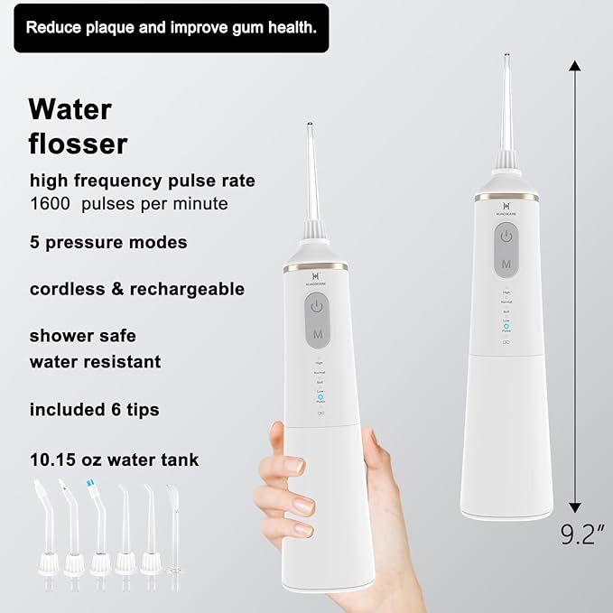 Upgraded Pro Dental Care Kit: 5-Mode Water Flosser &amp 50000 VPM Sonic Electric Toothbrush | Premium Oral Clean Set with Enhanced Cleaning Modes Larger Tank &amp Refined Design for Advanced Gum H