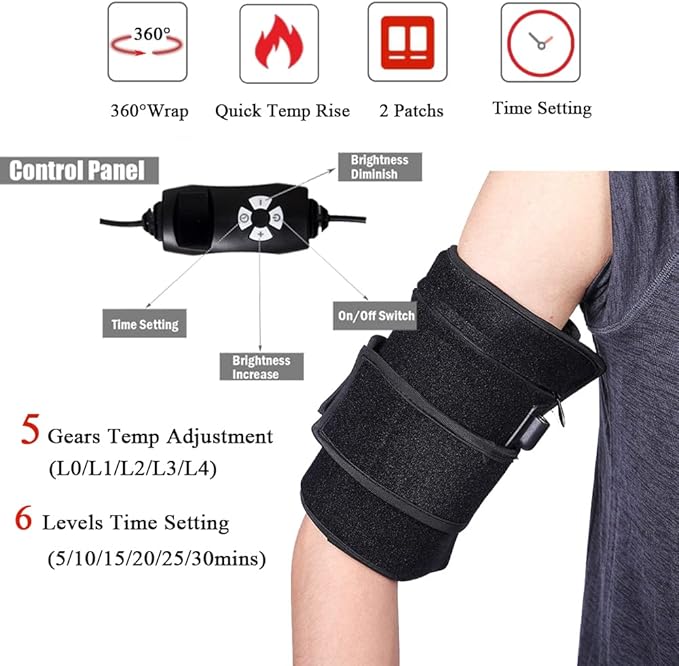 2Pcs Infrared Red Light Thera-py Arm Belt 660nm and 850nm Red Light Thera-py Arm Wrap with Timer &amp Brightness Setting Red Light Arm Pad for Arm Knee Shoulder Joints Muscle Pain Relief