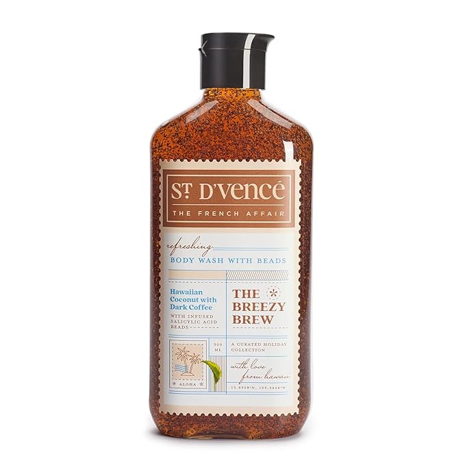 St. D’vence Breezy Brew Salicylic Acid Body Wash Shower Gel for Women &amp Men with Coffee &amp Coconut | Deep Cleansing Paraben &amp SLS Free | Body Wash for Summer - 300 ml