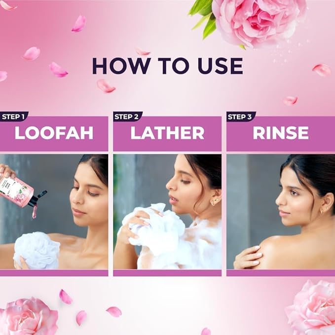 HS Shower Gel French Rose Fragrance &amp Almond Oil Bodywash With Glycerine For Soft &amp Glowing Skin Paraben Free 245 ml