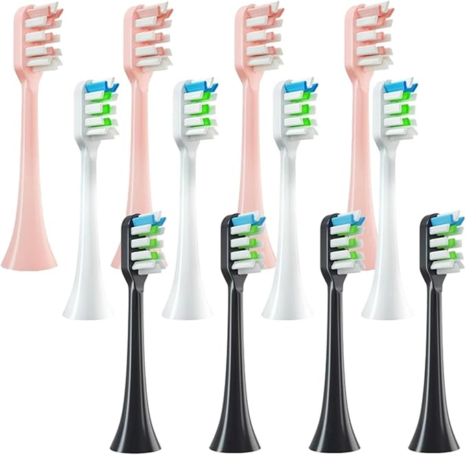 Compatible for SOOCAS 12PCS Replacement Toothbrush Heads - X3/X3U/X5 Sonic Toothbrush Soft Bristle(12pcs Black)