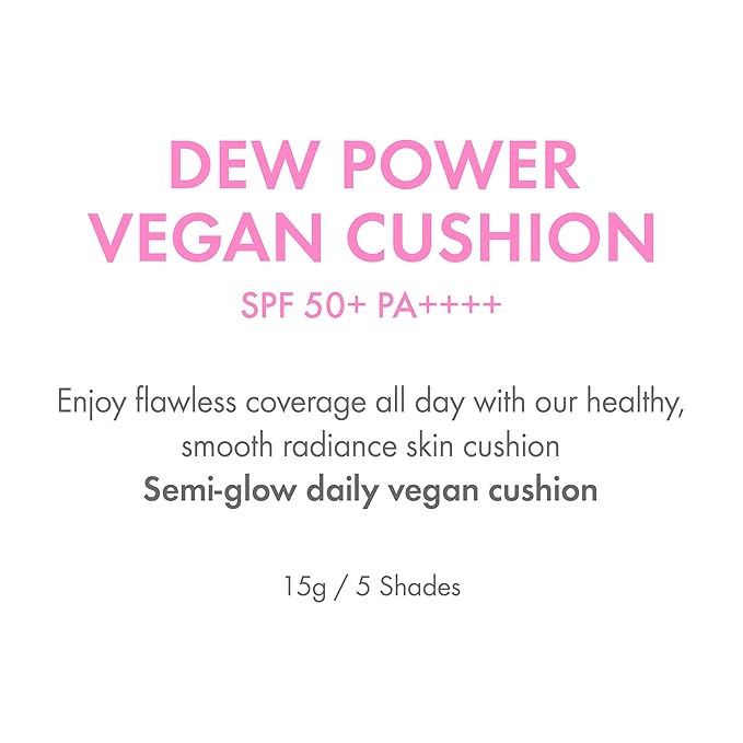 Amuse SEOUL Dew Power Vegan Cushion Foundation (1.5 NATURAL) | Dewy glow long-lasting double coverage clean beauty lightweight natural look hydrating cushion