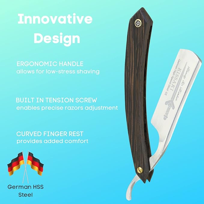 Straight Razor SHAVE READY-Shaving Knife Sharp Steel Cutthroat Straight Edge Blade Vintage Wenge Wood Handle Classic Barber Approved