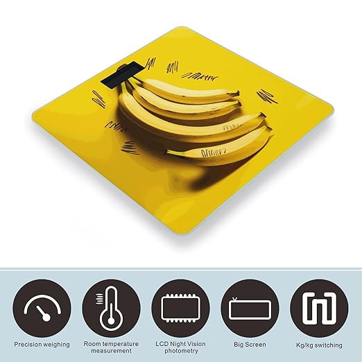 Yellow Banana Bathroom Scale Ultra-Bright Liquid Crystal Screen Weight Scale Accurate Bathroom Body Scales for Body Weight Bathroom Pet Home Bedroom Gift-Giving