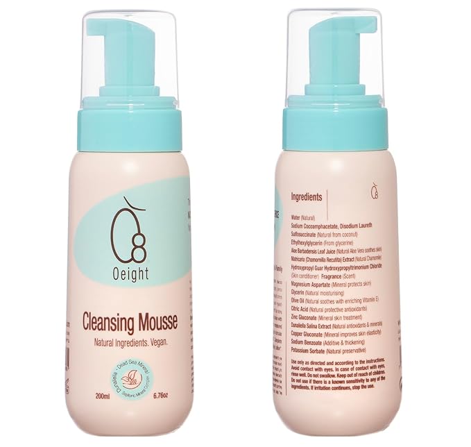 Cleansing Mousse: Natural Baby Body Wash Foam with Dunaliella Salina Dead Sea Minerals Soothes Softens Energizes Protects Skin 6.76 Oz