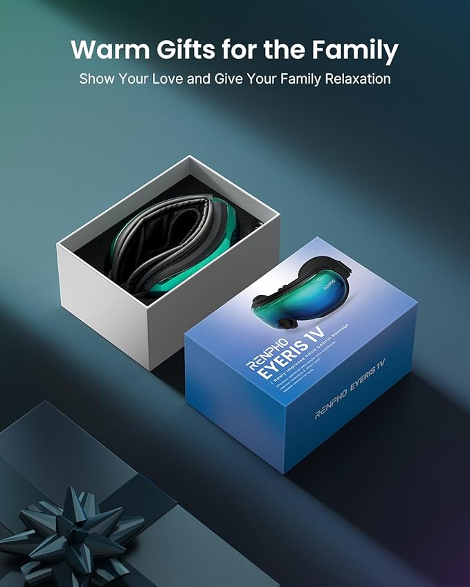 RENPHO Eye Massager with Heat Birthday Gifts for Women Men Her Eyeris 1 Heated Sleep Mask Eye Care Headache Massager for Migraines with Bluetooth Music