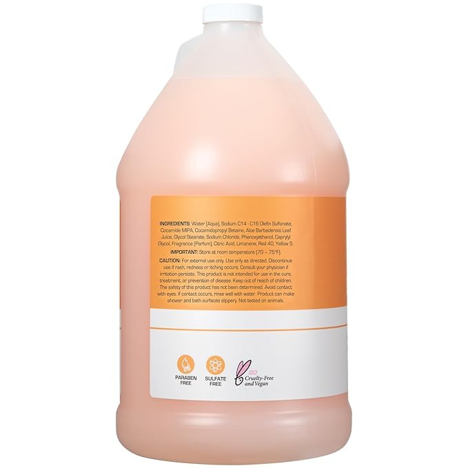 Ginger Lily Farms Club &amp Fitness Nourishing Body Wash 100% Vegan &amp Cruelty-Free Citrus Scent 1 Gallon Refill (Pack of 4)