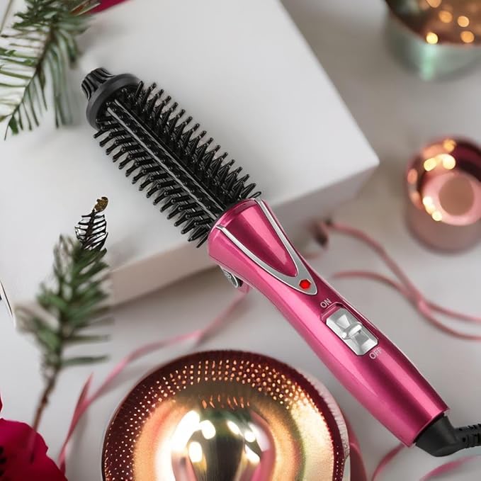 Electric Professional Anti-Scald Curling Brush with Instant Heat Up for All Hair Types (US Plug 110-240V)