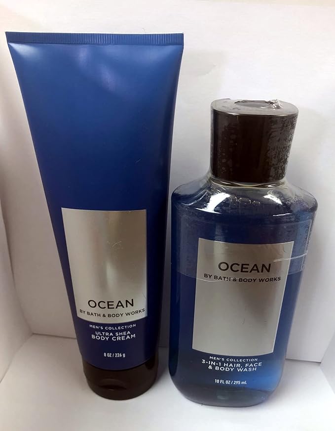 Bath &amp Body Works Men's Collection Ultra Shea Body Cream &amp 2 in 1 Hair and Body Wash OCEAN.