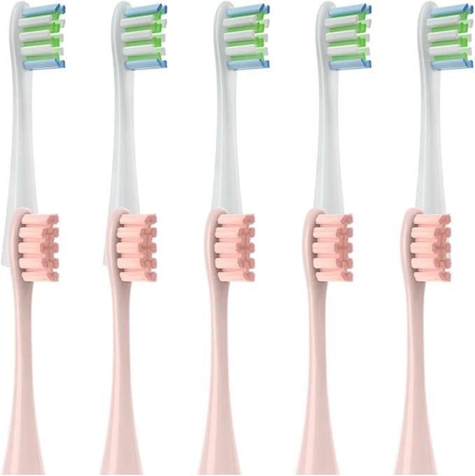 10 Pcs Replacement Brush Heads Compatible for X/X PRO/ Z1/ F1/ One/Air 2 /SE Toothbrush Soft Bristle Nozzles Refill(5White5Pink)