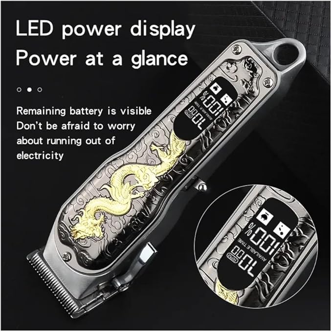 Razors Hiena HI-203A Dragon Pattern Electric Hair Clipper Professional Hair Trimming for Home Hair Styling Tool USB Charging Cutting(Dragon)