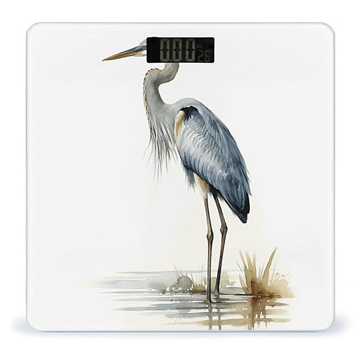Long-beaked HeronScale for Body Weight with LCD High Precision Weighing Scales Fashion Sturdy Tempered Glass Weight Scales Easy-to-Read Digital Bathroom Scale for Daily 400lb