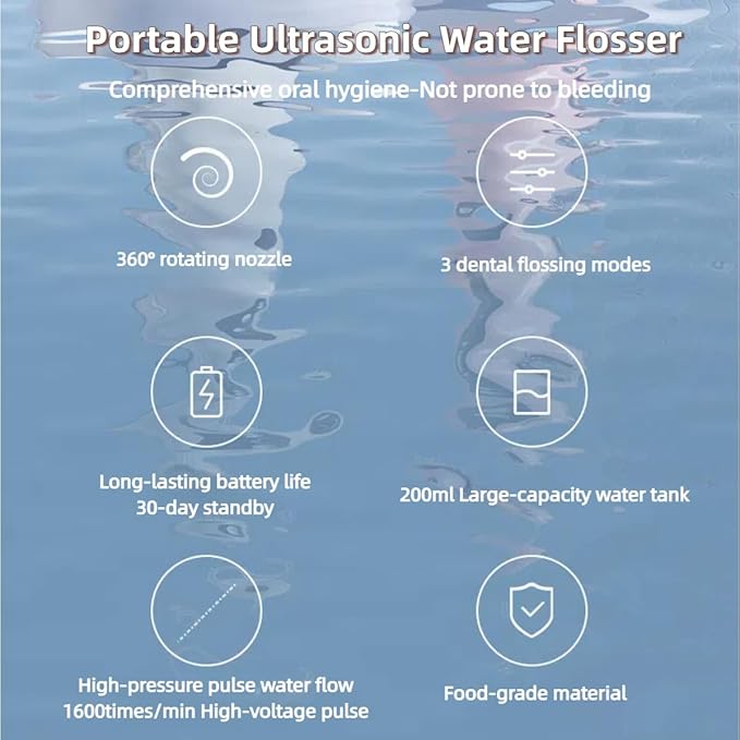 Portable Water Flosser for TeethCordless Oral Irrigator with 4 TipsTravel Water Teeth Cleaner with for Office Daily Use (Pink)