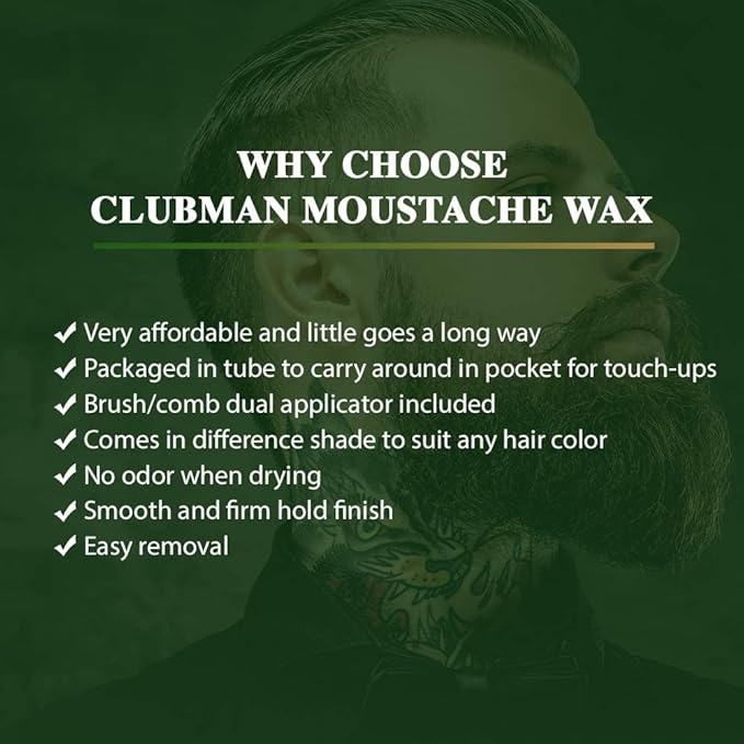 Clubman Moustache Wax Neutral 0.50 Oz (Pack of 10)