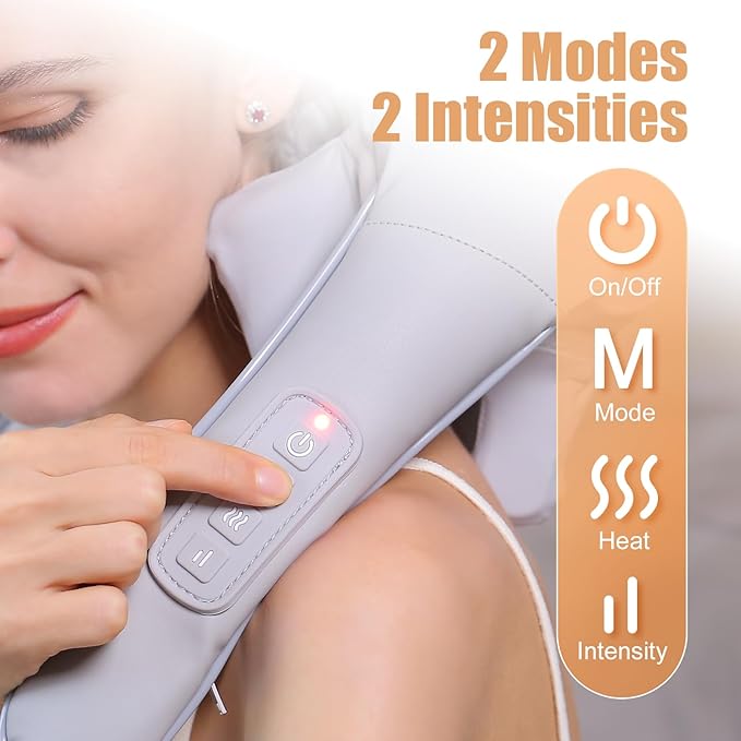 Electric Shiatsu Back and Neck Massager Cordless Shoulder Massager with Heat Deep Tissue 3D Kneading Massage Pillow for Shoulder Leg Body Muscle Pain Relief Gifts for Men Women