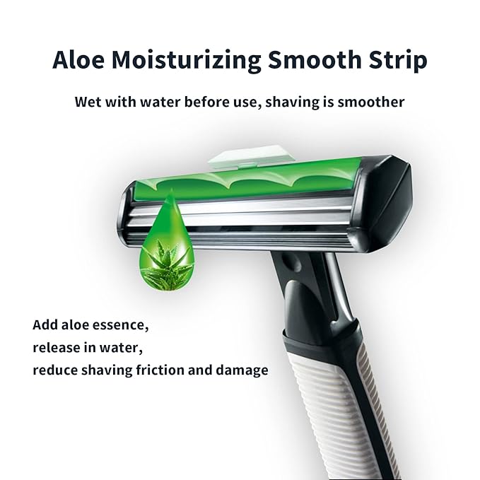Razors for men Shaving2-Blade mens Razor Cartridges Includes 1 Handles and 48 Replaceable razor head With Lubricating Strip - Compatible With Atra Razor Handles（48 Cartridges reffills）