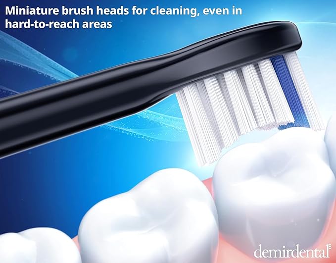 demirdental Charcoal Mini Hard Replacement Brush Heads Compatible with Philips Sonicare – Small Hard Brush Precision Cleaning - Black - Replaces HX4088B – 8 Pack