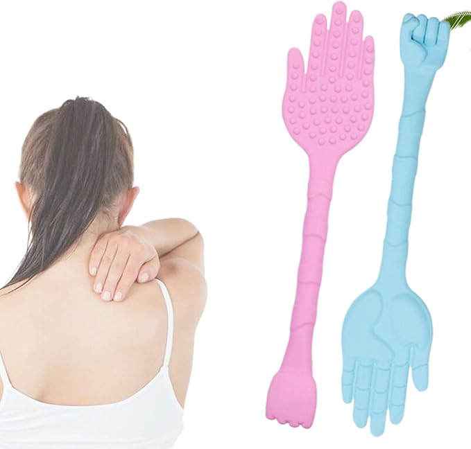 新款石头与布经络拍手持按摩敲背两用锤手掌拍痧板 Extendable Back Scratcher HomeOffice Body Electric Massagers