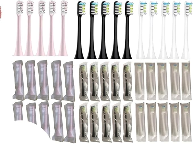 10pcs Replacement Toothbrush Head Compatible for Xiaomi Soocas Electric Sonic Individual Packing Soft Bristle Brush(10pcs Black)