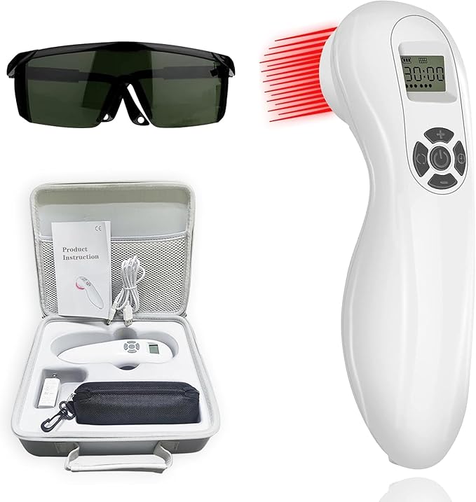Portable Handheld Cold Laser Therapy Device for Humans &amp Dogs Red Light Therapy for Body Pain Reliefwith Pulse Function(808nm&amp650nm)
