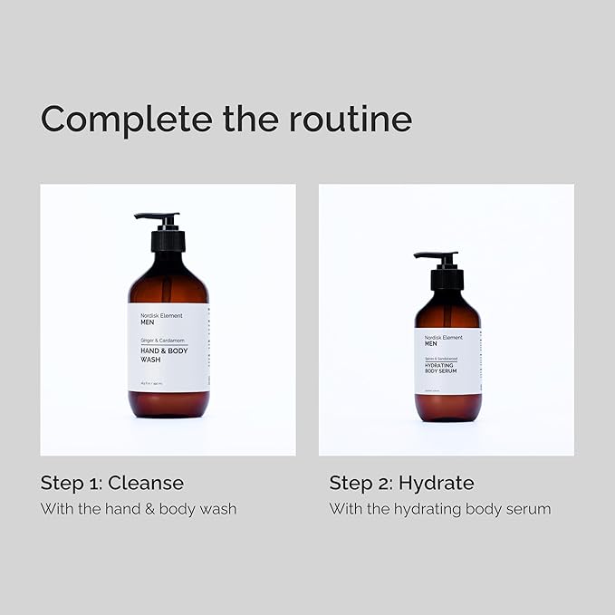 Nordisk Element Men’s Hand &amp Body Wash | Ginger &amp Cardamom Cleanser Quince Betaine | Hydrating Vegan Shower Gel Plant-Based &amp Cruelty-Free | Gentle Daily Pump Bottle | 16.5 fl oz