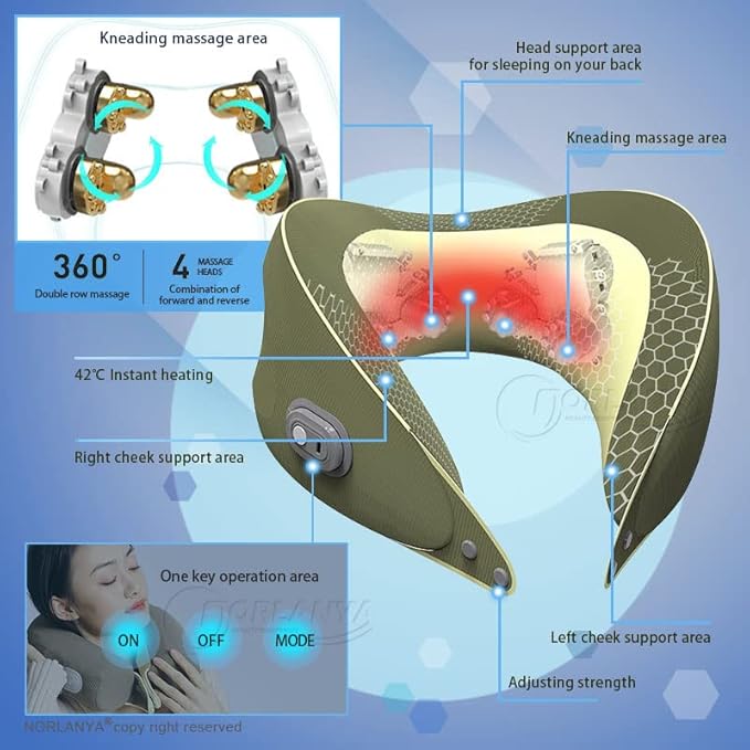 U-Shaped Multifunctional Cervical Massager for Neck Shoulder Waist Legs and Abdomen Relaxing Pillow Massager - U2 - Gray