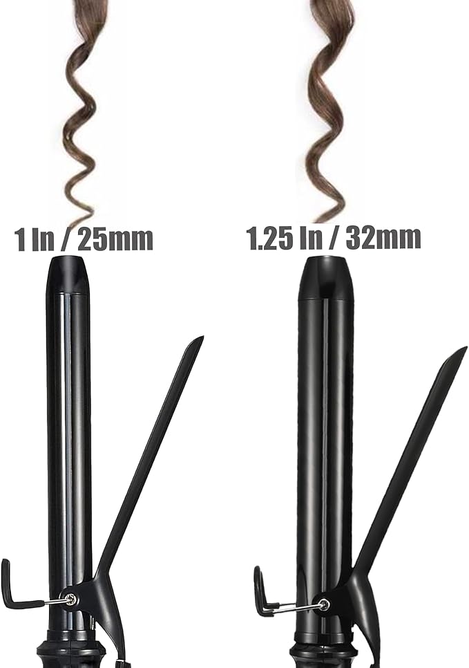Lanvier 1 Inch Extra Long Hair Curling Iron with Ceramic Tourmaline Barrel Professional Hair Curler up to 450°F with Dual Voltage for Worldwild Use Hair Waving Style Tool for Girls&ampWomen–Black