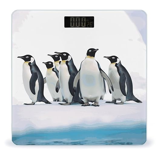 Penguins Weight Scale Digital Electronic Scales Bathroom Scale Larg LCD Backlight Display High Precisio MeasurementsTempered Glass