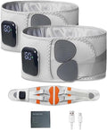 Heated Waist Massager Belt Cordless Infrared Heating Pad Waist Warmer Massager Rechargeable Multi-Functional Relaxing Lumbar Massage Device (Gray+Gray)