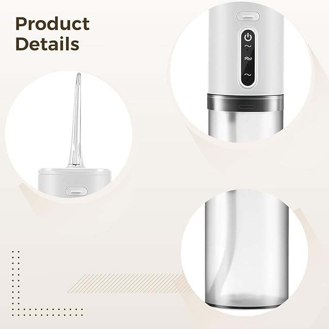 White Water Flosser Portable 5 Nozzle Dental Water 3 Pressure Modes Home Or Travel