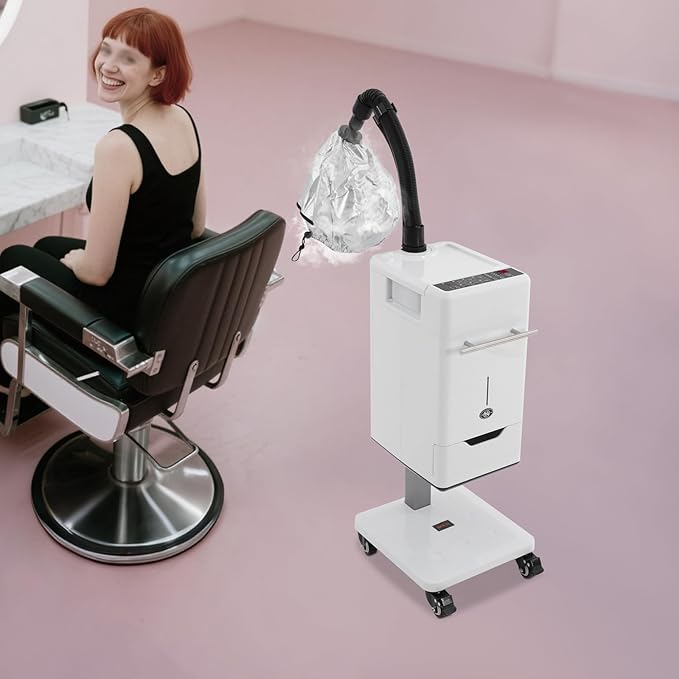 Professional Nano Hair Steamer 110V 500W Vertical Nano Hair Steamer Machine with 34 Oz Water Tank &amp Steamed Hats 6 Modes Beauty Salon Hair Steamers for Hairdressing Care Hair Repair