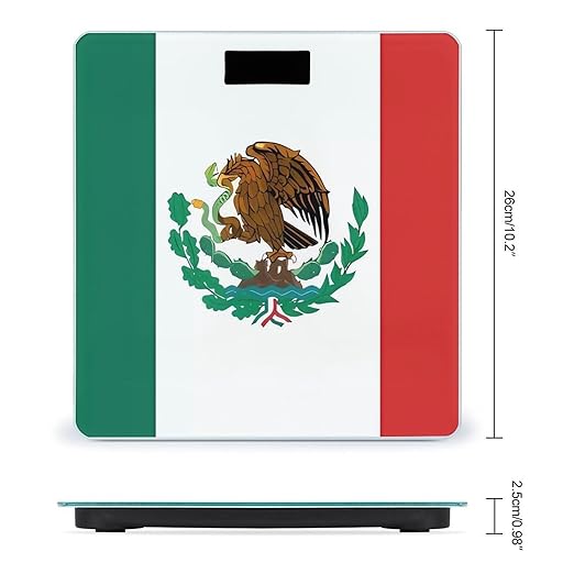 Flag of Mexico Scale for Body Weight High Precision Digital Weight Scales with LCD Display Anti-Slip Sturdy Slim Tempered Glass Bathroom Scale for Home Use