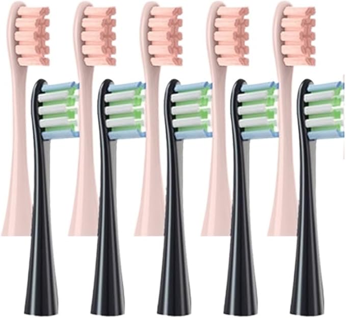 for One/ Air2 /SE/X/X PRO/ Z1/ F1 Electric Toothbrush Head 10 Pcs Replaceable Brush with Independent Package(5Black5Pink)