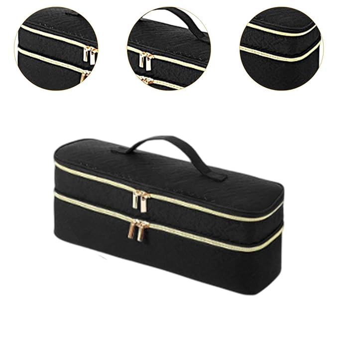 Hair Dryer Travel Carrying Case Storage Bag Dustproof with Handle Protection Multipurpose Large Capacity Portable Organizer Black