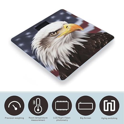 Bald Eagle Smart Scale for Body Weight Accurate Bathroom Scale with LED Display Digital Weight Scales Weighing Machine High Precision Scales for Bath Home