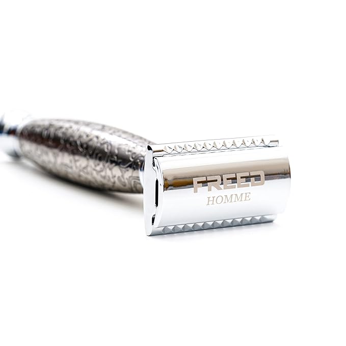 FREED Vintage Handmade Double-edge Razor with alloy Etched Engraving and 10 Japanese Stainless Steel Double Edge Safety Razor BladesIt's the best gift for men fathers or birthday