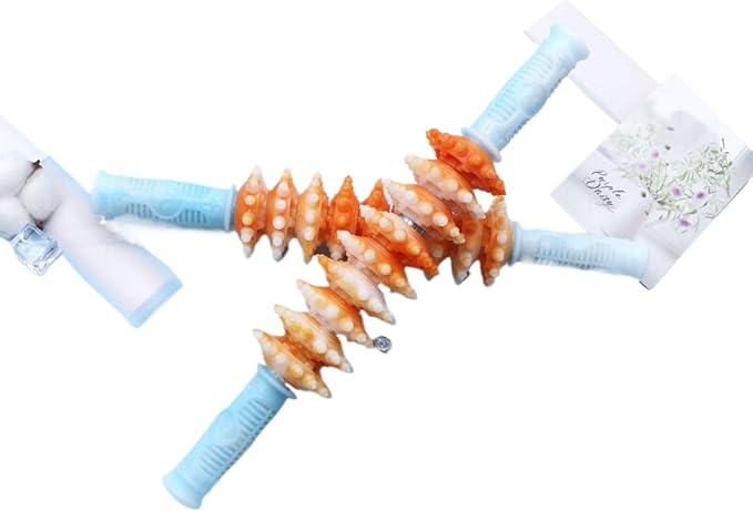Yoga Fitness Workouts Massage 瑜伽按摩棒 Leg Arms Back Calves Roller Massage Roller Stick 狼牙棒健身器材手持式齿轮按摩滚轮棒 HomeOffice Body Electric Massagers
