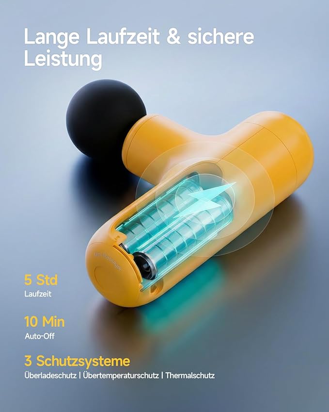 Super Mini Massage Gun Deep Tissue Handheld Muscle Massager with 4 Heads Percussion Travel Size Massager Gun for Men &amp Women Back Pain Relief Quiet for Home Gym Office Yellow