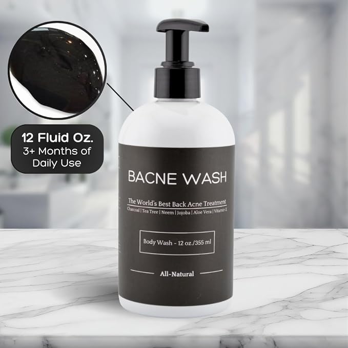 Bacne Cleanser Bundle: The is for Deep Exfoliation to Clear up Dry/Flaky Skin and Blackheads The Bacne Wash is Formulated for Oily/Sensitive Skin Hormonal Acne and Whiteheads