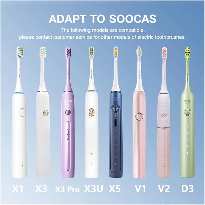 10PCS Replacement Toothbrushes Head Compatible for SOOCAS X3/X3 Pro/X1/V1/V2/D3/X3U/X5 Soft Sonic Electric Brush Clean Nozzles(5Black5White)