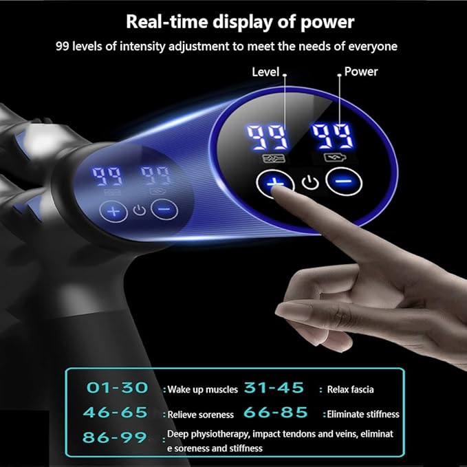 Massager Deep Tissue Back Massage for Athletes 99-Level Adjustment Storage Box with 8 Interchangeable Massage Heads Power Display Silent Impact Massager for Pain ReliefGreen