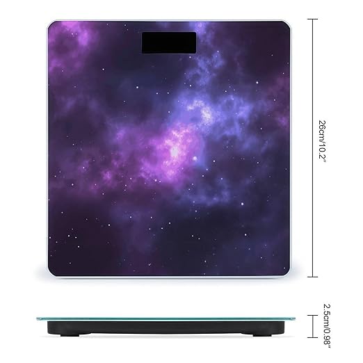 Magic Galaxy Sky Purple Scale for Body Weight High Precision Digital Weight Scales with LCD Display Anti-Slip Sturdy Slim Tempered Glass Bathroom Scale for Home Use