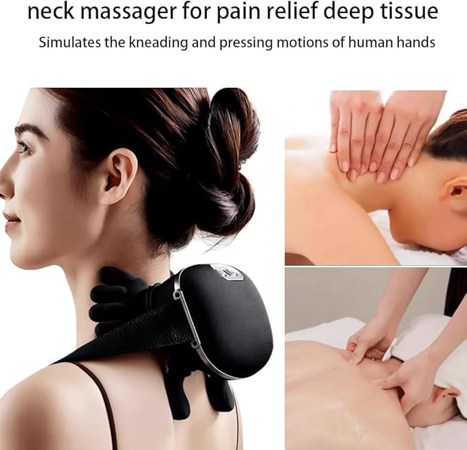 2026 (Upgraded Version) Shiatsu Neck and Back Massager with Heat Portable Bionic Relaxation Massager for Shoulder Cervical Spine &amp Leg Pain Relief Real Touch Therapy Multiple Modes Black