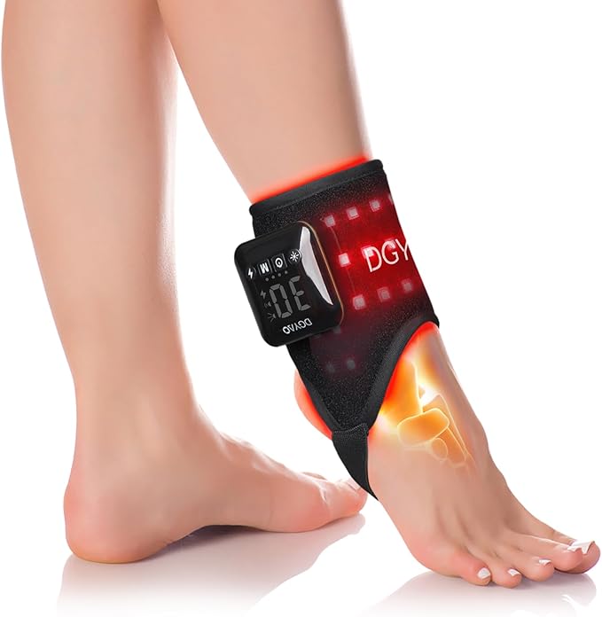 Red Light Therapy Wrap for Ankle &amp Wrist Pain Relief - 660nm Red &amp 850nm Infrared Combo Light Therapy - Rechargeable Wireless for Joint Recovery Muscle Pain