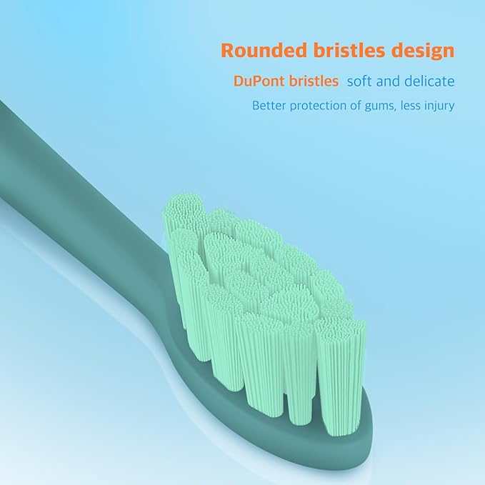 6 Pack Electric Toothbrush Replacement Heads Suitable for Oclean X Pro Elite/X/X Pro/Flow/F1/Air 2-Vacuum-Sealed with Hygienic CapsBonus Tongue Scraper &amp Travel Cup Included-Green